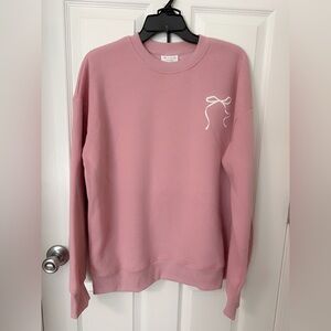 2 Piece Set WILO THE LABEL Pink Crewneck Sweatshirt with Bow Detail And Shorts
